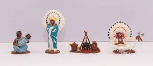 lot 89 image: Set of 4 Vintage Miniature Native American Figurines  Plastic