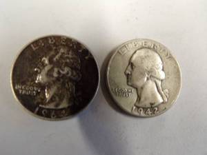 lot 16 image: 2 Silver Quarters  Coin 90% Silver