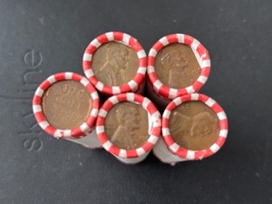 5 Lincoln Wheat Cent Rolls