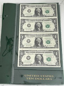 lot 6 image: 2003 A Uncut Sheet $1 Dollar Federal Reserve Notes