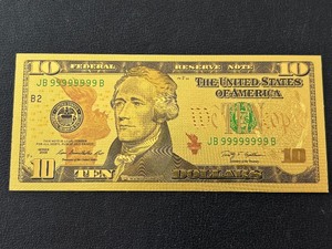 lot 19 image: 24K Gold Foil $10 Dollar Note