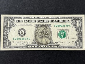 lot 20 image: 1988 A Green Seal $1 Dollar Santa Claus Note