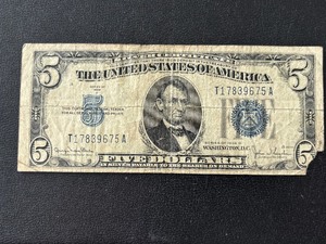 lot 24 image: 1934 D Blue Seal $5 Dollar Silver Certificate
