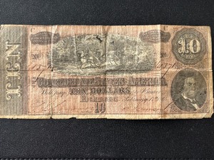 lot 25 image: $10 Dollar Confederate Note