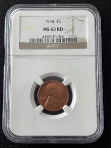 lot 37 image: 1955 Lincoln Cent NGC MS65 Red