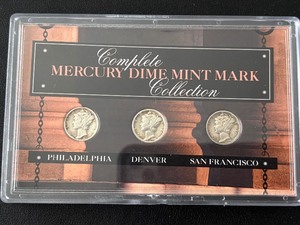 lot 110 image: Mercury Silver Dime Mint Mark Set
