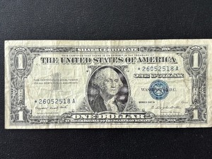 lot 121 image: 1957 A Blue Seal $1 Dollar Silver Certificate Star Note