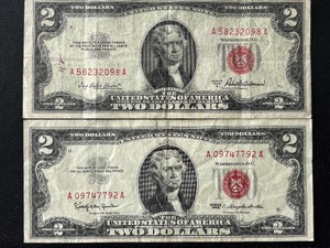lot 122 image: Red Seal $2 Dollar Notes
