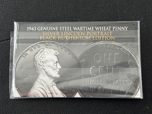 lot 134 image: 1943 Steel Lincoln Cent Silver and Black Ruthenium Edition