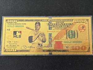 lot 65 image: 24K Gold Foil $100 Dollar Note Mickey Mantle Yankees