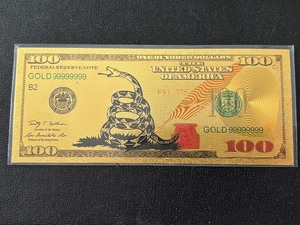 lot 66 image: 24K Gold Foil $100 Dollar Note Dont Tread On Me