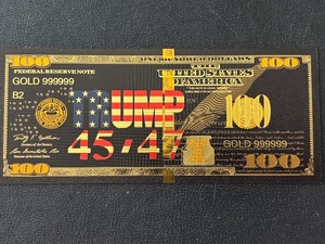 lot 71 image: 24k Gold Foil $100 Dollar Note Trump 4547