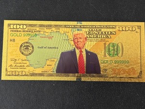 lot 74 image: 24K Gold Foil $100 Dollar Note Trump
