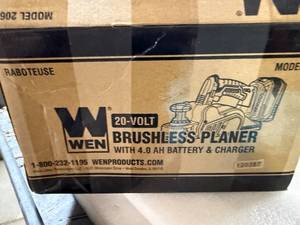 lot 56 image: WEN 20653BT 20V Max Brushless Cordless 3-14-Inch Hand Planer (Tool Only  Battery Not Included)