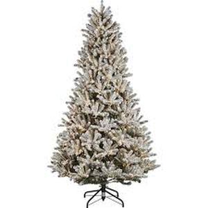 Home Accents Holiday  7.5 ft. Alta Fraser Fir Flocked LED Pre-Lit Tree T9  Customer Returns See Pictures