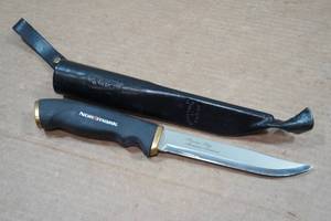 lot 73 image: Normark Stainless Steel Knife with Leather Sheath