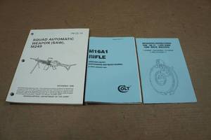 lot 83 image: Vintage Military Guide Books - M249, M16A1, AK-47 Drum Mag