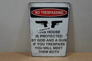 lot 171 image: Novelty Metal Sign - No Trespassing