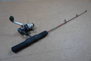 lot 200 image: Canadian Red Wolf Ice Rod with Klondike Reel