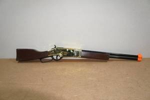 lot 214 image: Vintage Wood Stock Henry Golden Boy Replica Kids Toy