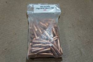 lot 307 image: 100 Hornady .308 178 Gr BT HP Match Bullets