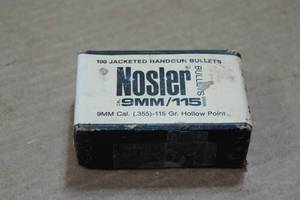 lot 311 image: 100 Nosler .355 115 Gr JHP Bullets