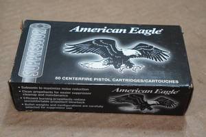 lot 340 image: 50 American Eagle Suppressor 9mm 124 Gr FMJ Ammo