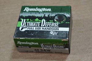 lot 351 image: 20 Remington Ultimate Defense .40 S&W 180 Gr Golden Saber BJ HP Ammo