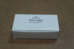 lot 356 image: 50 9mm Luger 147 Gr Sierra HP Ammo