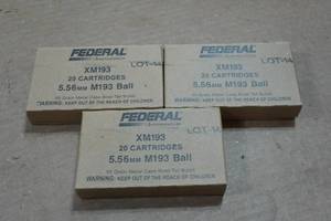 lot 365 image: 60 Federal 5.56mm 55 Gr MC BT Ammo