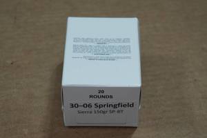 lot 406 image: 20 .30-06 Sprg 150 Gr Sierra SP-BT Ammo