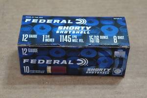 lot 465 image: 10 Federal Shorty 12 Gauge 1-34 8 Shot Shotshells