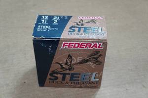 lot 466 image: 23 Federal Duck and Pheasant 12 Gauge 2-34 Steel 2 Shot Shotshells