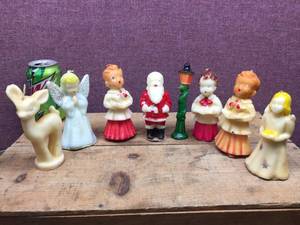 lot 106 image: Vintage Christmas Unlit Candles - Choir - Angel - Rudolph - Santa - by Socony
