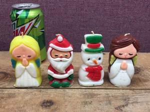 lot 134 image: (4) Vintage Christmas Candle Figures - Unlit