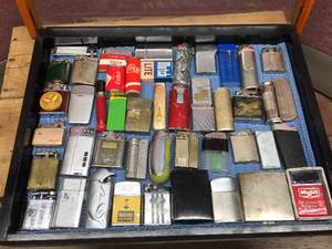 lot 136 image: Vintage Pocket Lighter Collection Display - Includes Case