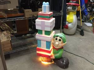 lot 145 image: Vintage General Foam Plastics - Christmas Elf Blow Mold - 35