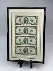lot 2 image: 4pc $2 Uncut Sheet in Display Frame