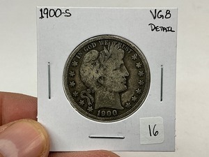 lot 16 image: 1900-S Silver Barber Half Dollar