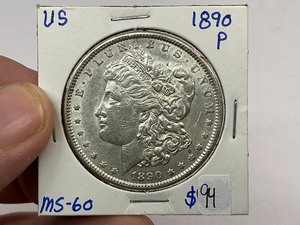 lot 94 image: 1890 Morgan Silver Dollar