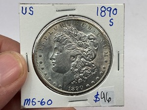 lot 96 image: 1890-S Morgan Silver Dollar
