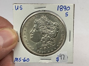 lot 97 image: 1890-S Morgan Silver Dollar
