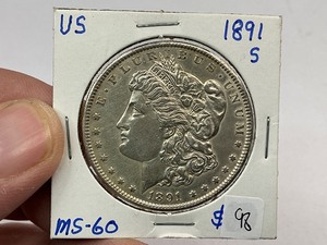 lot 98 image: 1891-S Morgan Silver Dollar