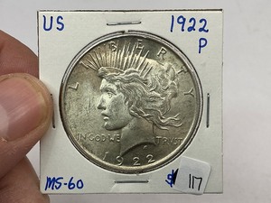 lot 117 image: 1922 Silver Peace Dollar
