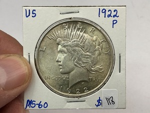 lot 118 image: 1922 Silver Peace Dollar