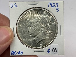lot 123 image: 1923-S Silver Peace Dollar