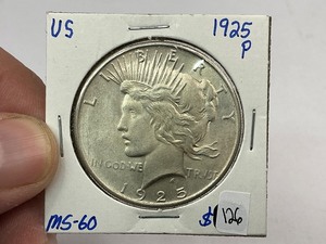 lot 126 image: 1925 Silver Peace Dollar