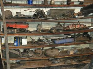 lot 95 image: Lot of (1 Shelf) Mopar Automotive Parts with Chevrolet Small Block Intake Manifold