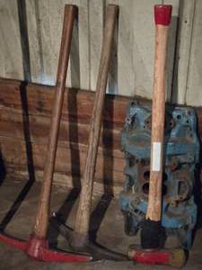 lot 124 image: (2) Pick Axes, (1) Axe