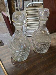 lot 219 image: Lot of (2) Vintage Crown Royal Glass Whiskey Decanter with Stopper